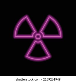 Radiation simple icon vector. Flat design. Purple neon style on black background.ai