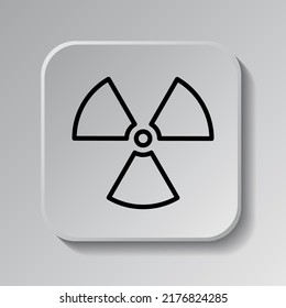 Radiation simple icon vector. Flat design. Black icon on square button with shadow. Grey background.ai