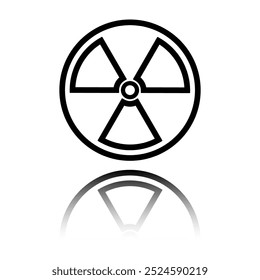 Radiation simple icon vector. Flat design. Black icon with mirror reflection. White background.ai