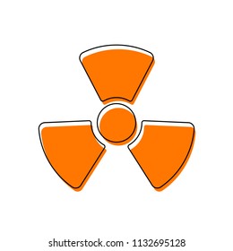 Radiation simple symbol. Radioactivity icon. Isolated icon consisting of black thin contour and orange moved filling on different layers. White background