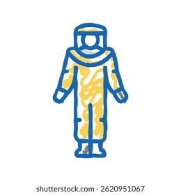 traje de radiação nuclear energia doodle ícone esboço vetor. traje de radiação sinal de energia nuclear. ilustração de símbolo isolado