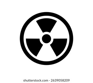 Radiation symbol in black and white. Simple, bold warning sign. Nuclear reactor symbol vector design and illustration.
