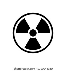 Radiation symbol circle icon. Black, round, minimalist icon isolated on white background. Radiation symbol simple silhouette. Web site page and mobile app design vector element.