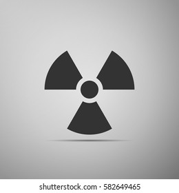 Radiation symbol flat icon on grey background. Vector Illustration