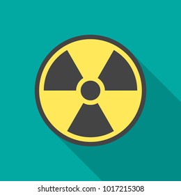 Radiation symbol icon with long shadow. Flat design style. Radiation symbol simple silhouette. Modern, minimalist icon in stylish colors. Web site page and mobile app design vector element.