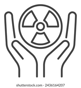 Radiation symbol inside Hands vector concept linear icon or symbol