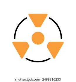 Icono de línea de símbolo de radiación. Peligro, nuclear, advertencia, tóxico, radiactivo, contaminación, peligro, seguridad, alerta, energía nuclear, exposición a la radiación, riesgo ambiental, peligro, símbolo, radiación nuclear