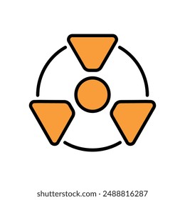 Icono de línea de símbolo de radiación. Peligro, nuclear, advertencia, tóxico, radiactivo, contaminación, peligro, seguridad, alerta, energía nuclear, exposición a la radiación, riesgo ambiental, peligro, símbolo, radiación nuclear