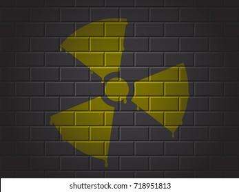 radiation symbol on wall background