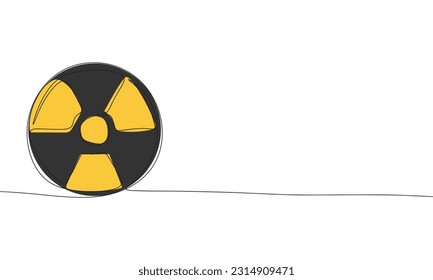 Radiation symbol. One line continuous radiation warning sign isolated on white background. Line art outline vector illustration.