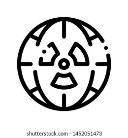 Radiation Symbol And Planet Vector Thin Line Icon.Radiation Glob Earth Environmental Problem, Industrial Pollution Linear Pictogram. Greenhouse Effect Global Warming Contour Illustration