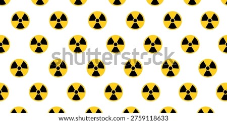 Radiation symbol seamless pattern background. Nuclear energy and toxic waste hazard warning sign wallpaper. Vector Illustration.