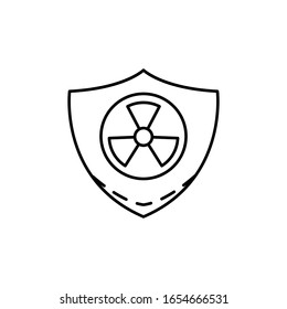 Símbolo de radiación, icono de escudo. Línea simple, contorno vectorial elementos de iconos de energía nuclear para ui y ux, sitio web o aplicación móvil