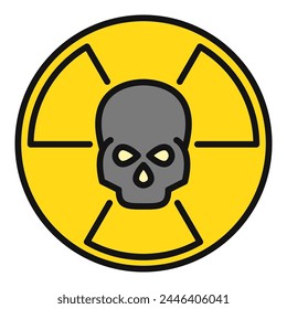 Radiation symbol with Skull vector Radiation concept colored icon or design element