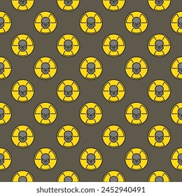 Radiation symbol with Skull vector Radiation concept colored seamless pattern