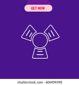 Radiation Symbol Vector Icon, The outlined symbol of fan on blue background. Simple, modern flat vector illustration for mobile app, website or desktop app 