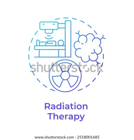 Radiation therapy blue gradient concept icon. Cancer treatment. Radiotherapy session. Medical procedure. Round shape line illustration. Abstract idea. Graphic design. Easy to use in article