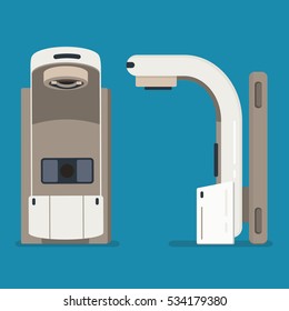 Radiation Therapy Linear Accelerator. Cancer Treatment With Radiotherapy. Oncology RT Of Cancerous Tumor. Medical X-ray Beam Therapy.