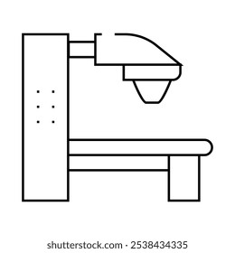 vetor de ícone de linha de máquina de radioterapia. sinal de máquina de radioterapia.
