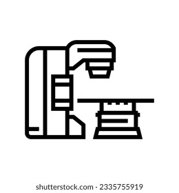 radiation therapy machine nuclear energy line icon vector. radiation therapy machine nuclear energy sign. isolated contour symbol black illustration