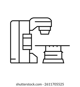 radiation therapy machine nuclear energy line icon vector. radiation therapy machine nuclear energy sign. isolated contour symbol black illustration
