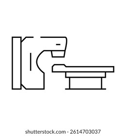 radiation therapy machine nuclear energy line icon vector. radiation therapy machine nuclear energy sign. isolated contour symbol black illustration