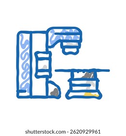 máquina de radioterapia energia nuclear doodle ícone esboço vetor. sinal de energia nuclear da máquina de radioterapia.
