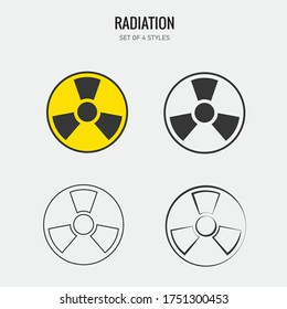 peligro de los iconos de los vectores de uranio de radiación
