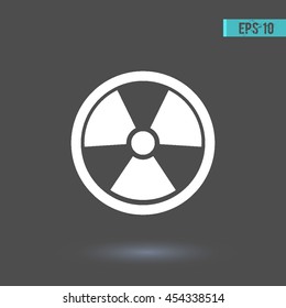 Radiation vector icon. Graphic symbol for web design, logo. White glyph on a gray background. Isolated sign.