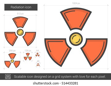 Radiation vector line icon isolated on white background. Radiation line icon for infographic, website or app. Scalable icon designed on a grid system.