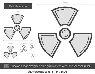 Radiation vector line icon isolated on white background. Radiation line icon for infographic, website or app. Scalable icon designed on a grid system.