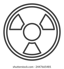 Radiation vector radioactive warning concept round outline icon or symbol