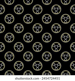 Radiation vector radioactive warning concept dark outline seamless pattern