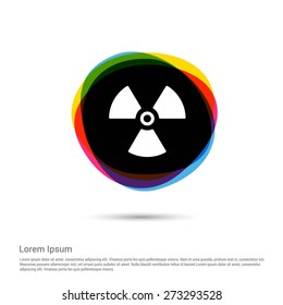 radiation warming icon, White pictogram icon creative circle Multicolor background. Vector illustration. Flat icon design style