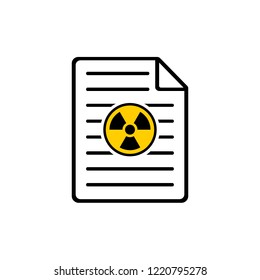 Radiation warning document icon, Text file, vector illustration