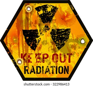 Radiation warning, grungy vector illustration,fictional artwork