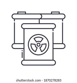 Radiation warning icon, linear isolated illustration, thin line vector, web design sign, outline concept symbol with editable stroke on white background.