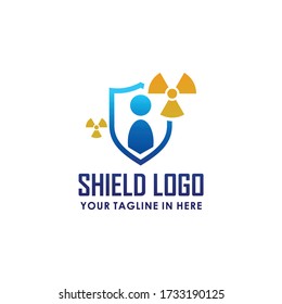 plantilla de diseño de logotipo de advertencia de radiación, plantilla de logotipo de empresa industrial