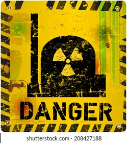 Radiation warning, nuclear power plant, vector illustration