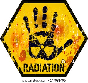 radiation warning sign, grungy style
