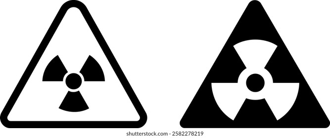 Radiation Warning Sign Vector Icon Set – Caution and Hazard Symbols