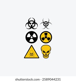 radiation warning sign vector set 