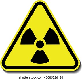 Radiation warning yellow black sign triangular vector icon isolated on white background.