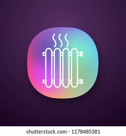 Radiator app icon. Heating battery. Heater. UI/UX user interface. Web or mobile application. Vector isolated illustration