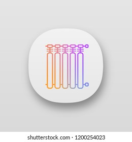 Radiator app icon. Heating battery. Heater. UI/UX user interface. Web or mobile application. Vector isolated illustration