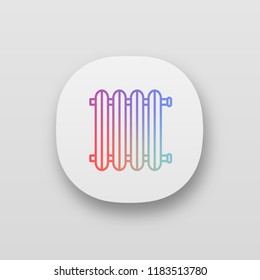 Radiator app icon. UI/UX user interface. Heating battery. Heater. Web or mobile application. Vector isolated illustration