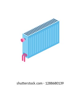 Radiator battery 3d vector icon isometric pink and blue color minimalism illustrate