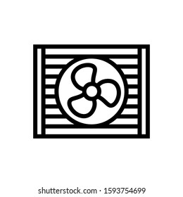 Radiator fan, Car parts and service vector icon in linear style on white background