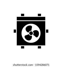 Radiator fan, Car parts and service vector illustration, auto service icon in black flat design on white background