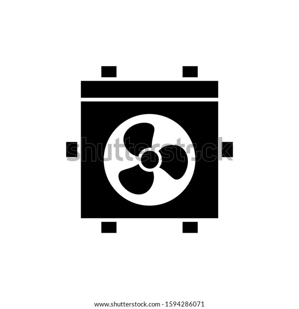 Radiator fan,\
Car parts and service vector illustration, auto service icon in\
black flat design on white\
background